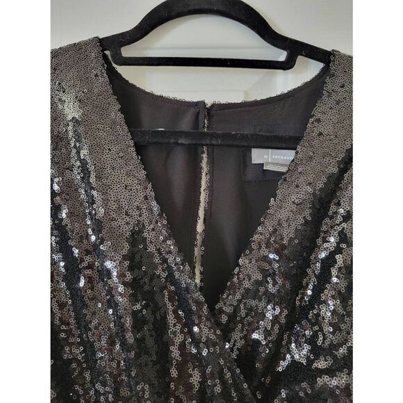 NWT ANTHROPOLOGIE LISABETTE SEQUIN GLITZ WRAP MINI STATEMENT DRESS BLACK LBD XS - Picture 7 of 10